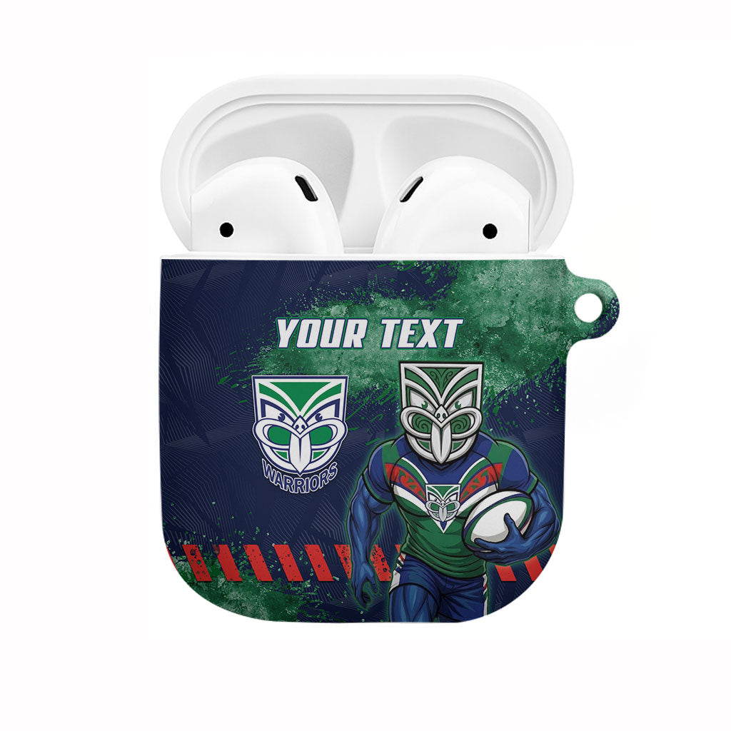 Personalised New Zealand Warriors Rugby AirPods Case Maori The Wahs Mascot - Sporty Splash Art Style