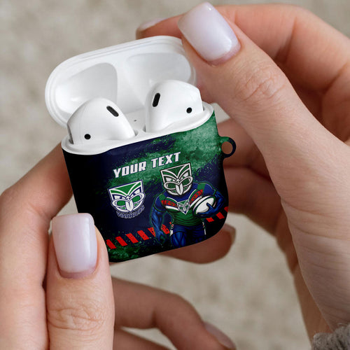 Personalised New Zealand Warriors Rugby AirPods Case Maori The Wahs Mascot - Sporty Splash Art Style