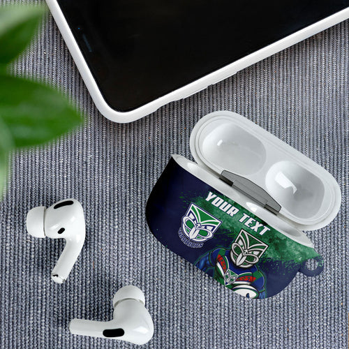 Personalised New Zealand Warriors Rugby AirPods Case Maori The Wahs Mascot - Sporty Splash Art Style