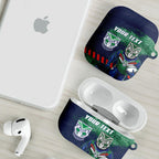 Personalised New Zealand Warriors Rugby AirPods Case Maori The Wahs Mascot - Sporty Splash Art Style