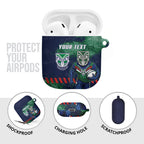 Personalised New Zealand Warriors Rugby AirPods Case Maori The Wahs Mascot - Sporty Splash Art Style