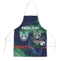 Personalised New Zealand Warriors Rugby Apron Maori The Wahs Mascot - Sporty Splash Art Style