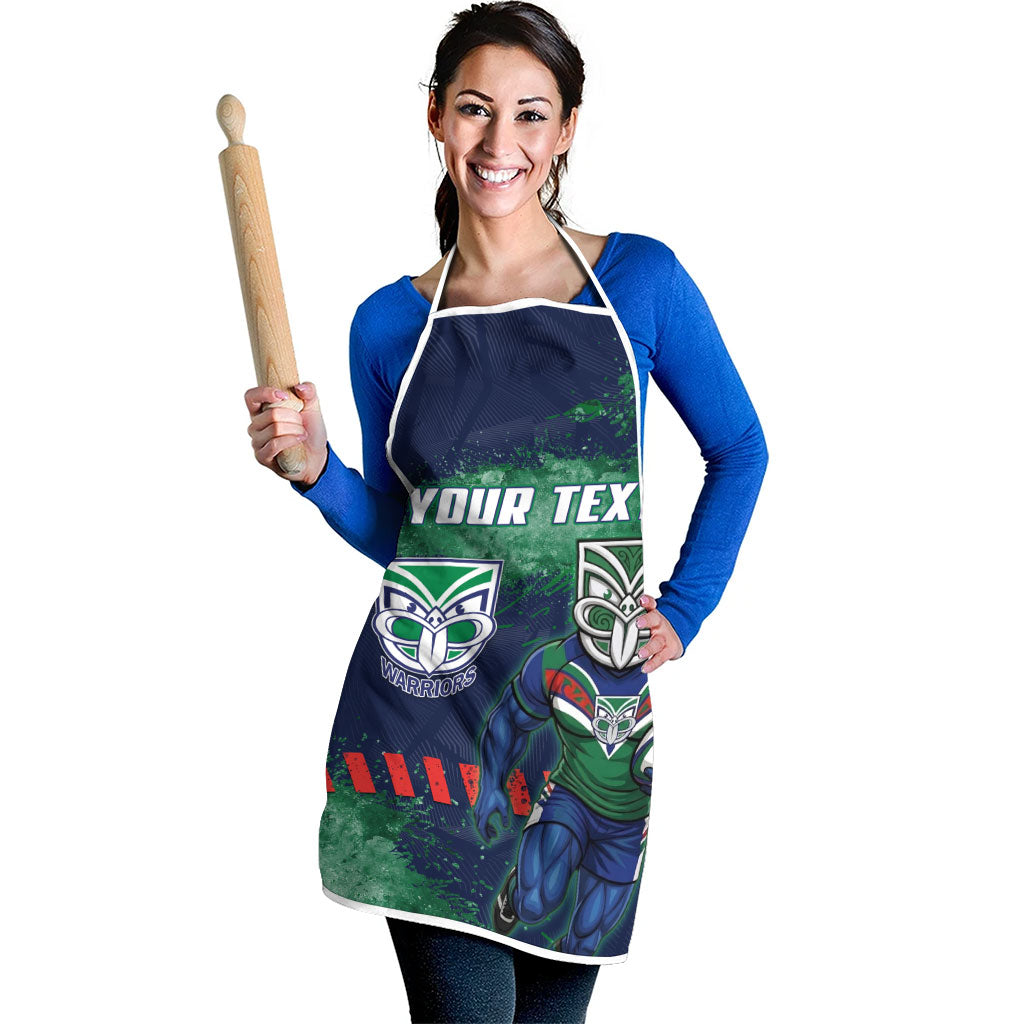Personalised New Zealand Warriors Rugby Apron Maori The Wahs Mascot - Sporty Splash Art Style