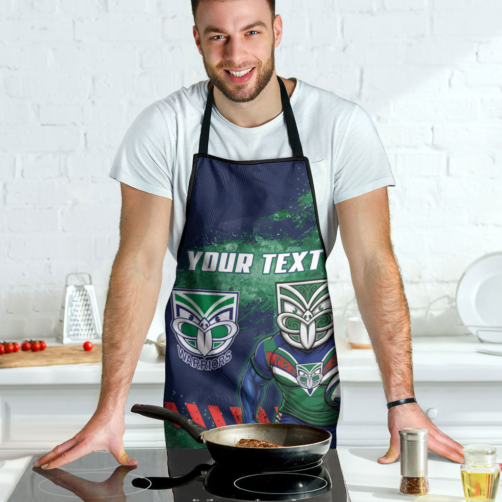Personalised New Zealand Warriors Rugby Apron Maori The Wahs Mascot - Sporty Splash Art Style