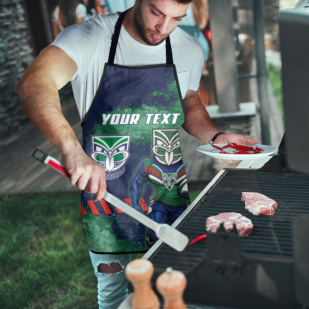Personalised New Zealand Warriors Rugby Apron Maori The Wahs Mascot - Sporty Splash Art Style