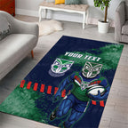 Personalised New Zealand Warriors Rugby Area Rug Maori The Wahs Mascot - Sporty Splash Art Style
