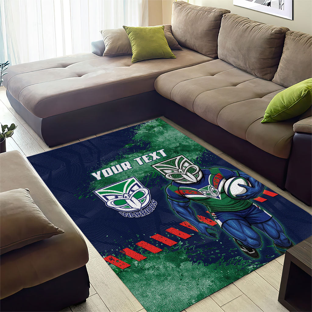 Personalised New Zealand Warriors Rugby Area Rug Maori The Wahs Mascot - Sporty Splash Art Style