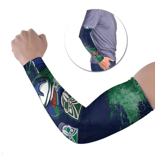 Personalised New Zealand Warriors Rugby Arm Sleeves Maori The Wahs Mascot - Sporty Splash Art Style