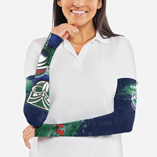 Personalised New Zealand Warriors Rugby Arm Sleeves Maori The Wahs Mascot - Sporty Splash Art Style