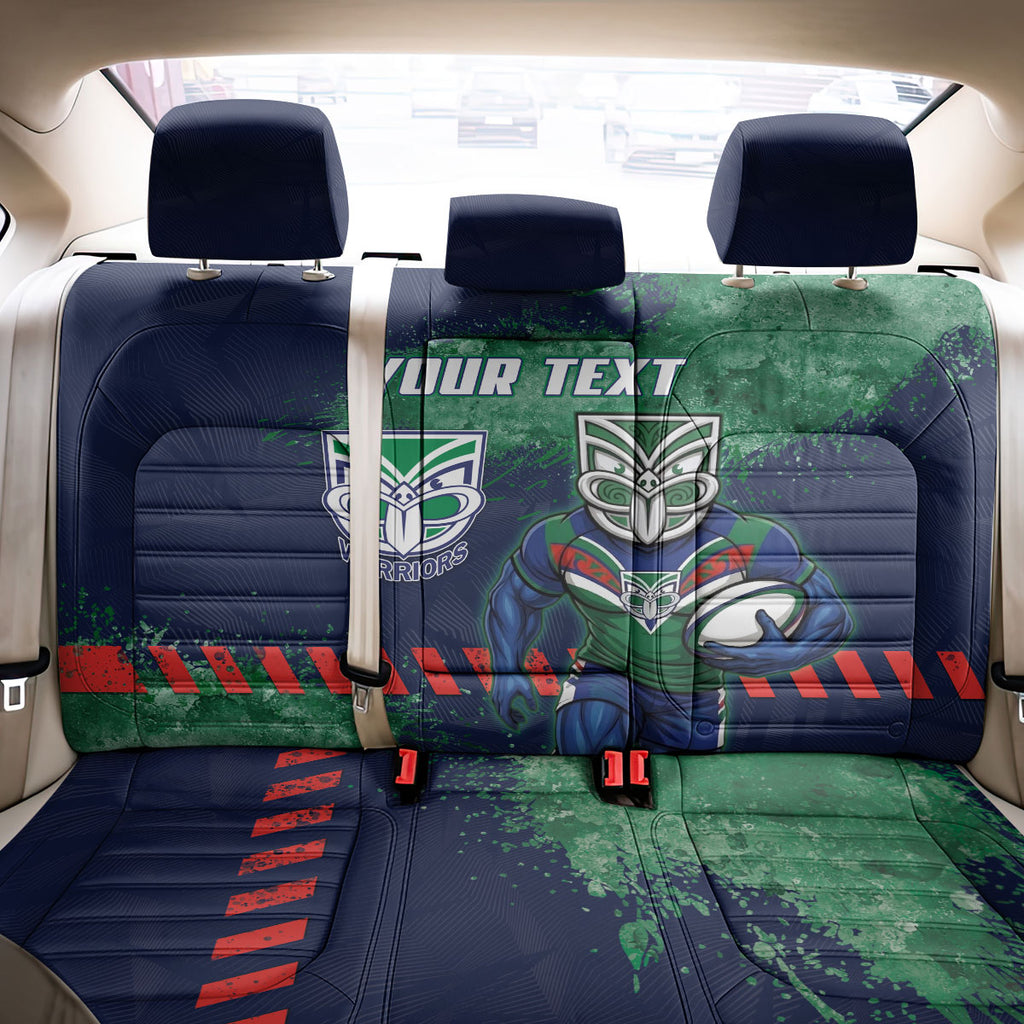 Personalised New Zealand Warriors Rugby Back Car Seat Cover Maori The Wahs Mascot - Sporty Splash Art Style