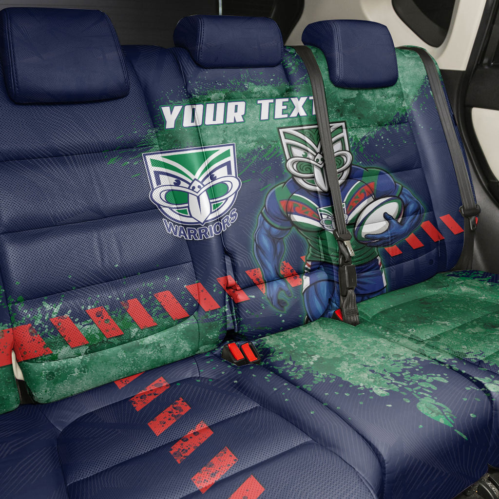 Personalised New Zealand Warriors Rugby Back Car Seat Cover Maori The Wahs Mascot - Sporty Splash Art Style