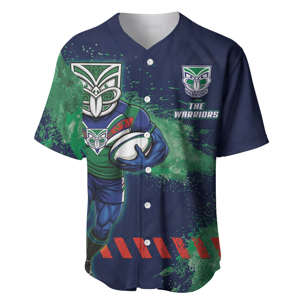Personalised New Zealand Warriors Rugby Baseball Jersey Maori The Wahs Mascot - Sporty Splash Art Style
