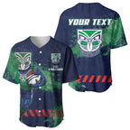 Personalised New Zealand Warriors Rugby Baseball Jersey Maori The Wahs Mascot - Sporty Splash Art Style