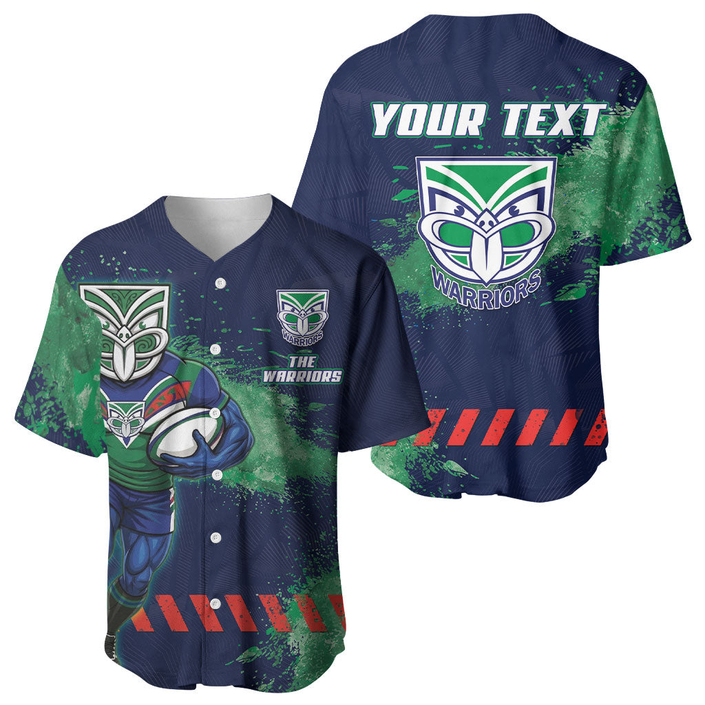 Personalised New Zealand Warriors Rugby Baseball Jersey Maori The Wahs Mascot - Sporty Splash Art Style