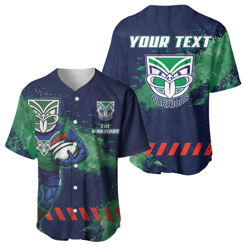 Personalised New Zealand Warriors Rugby Baseball Jersey Maori The Wahs Mascot - Sporty Splash Art Style
