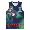Personalised New Zealand Warriors Rugby Basketball Jersey Maori The Wahs Mascot - Sporty Splash Art Style