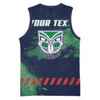 Personalised New Zealand Warriors Rugby Basketball Jersey Maori The Wahs Mascot - Sporty Splash Art Style