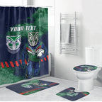 Personalised New Zealand Warriors Rugby Bathroom Set Maori The Wahs Mascot - Sporty Splash Art Style