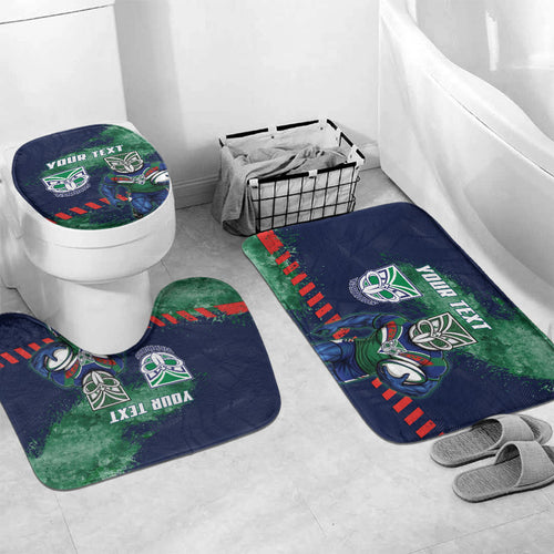Personalised New Zealand Warriors Rugby Bathroom Set Maori The Wahs Mascot - Sporty Splash Art Style