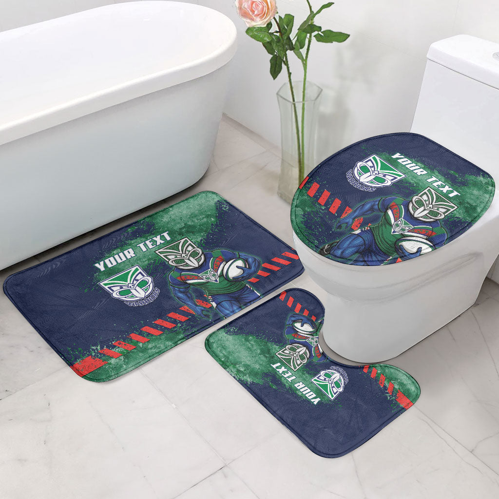 Personalised New Zealand Warriors Rugby Bathroom Set Maori The Wahs Mascot - Sporty Splash Art Style