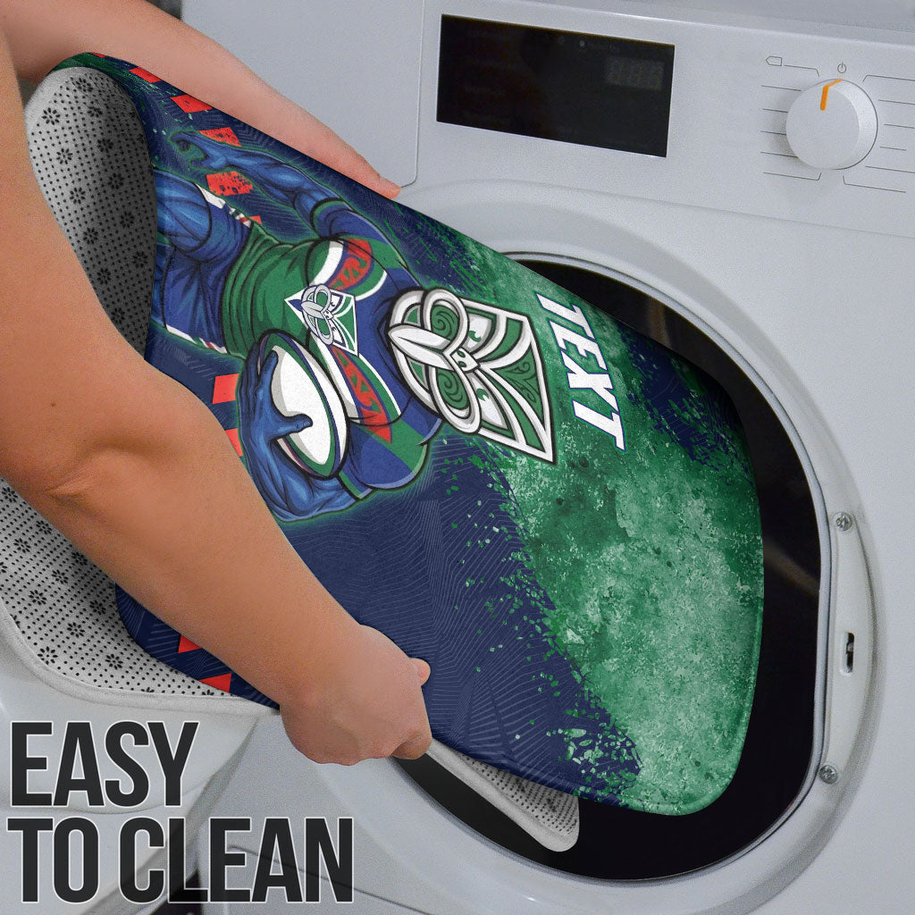 Personalised New Zealand Warriors Rugby Bathroom Set Maori The Wahs Mascot - Sporty Splash Art Style