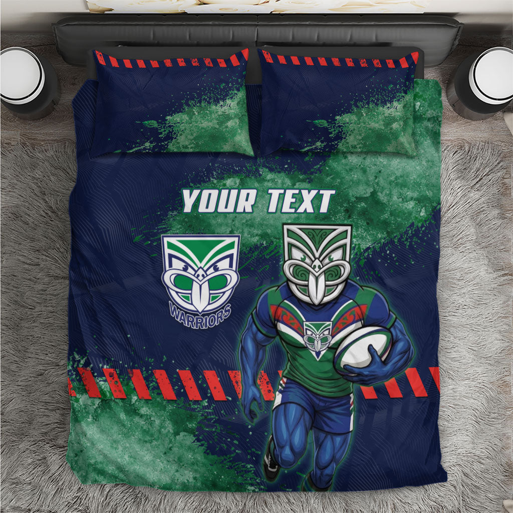 Personalised New Zealand Warriors Rugby Bedding Set Maori The Wahs Mascot - Sporty Splash Art Style