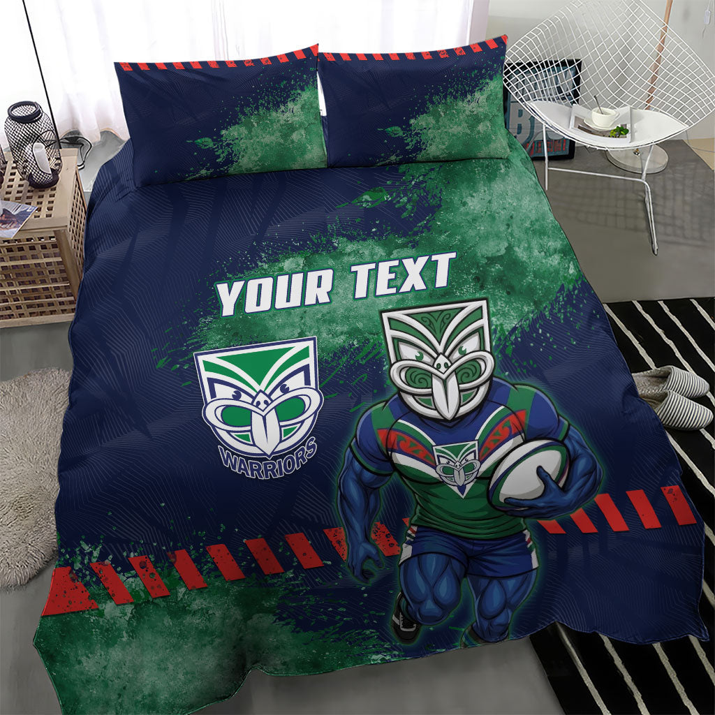 Personalised New Zealand Warriors Rugby Bedding Set Maori The Wahs Mascot - Sporty Splash Art Style