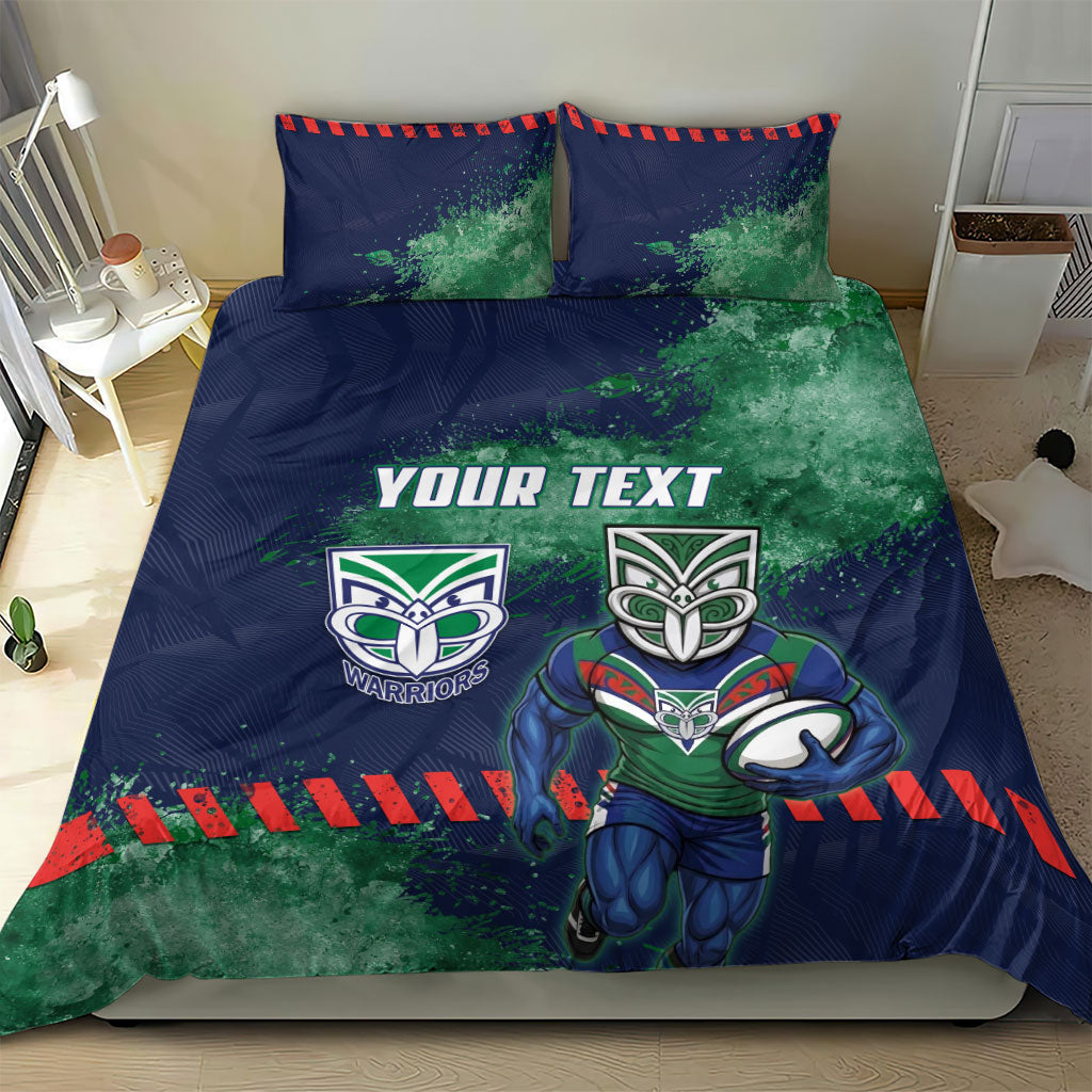 Personalised New Zealand Warriors Rugby Bedding Set Maori The Wahs Mascot - Sporty Splash Art Style