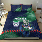Personalised New Zealand Warriors Rugby Bedding Set Maori The Wahs Mascot - Sporty Splash Art Style