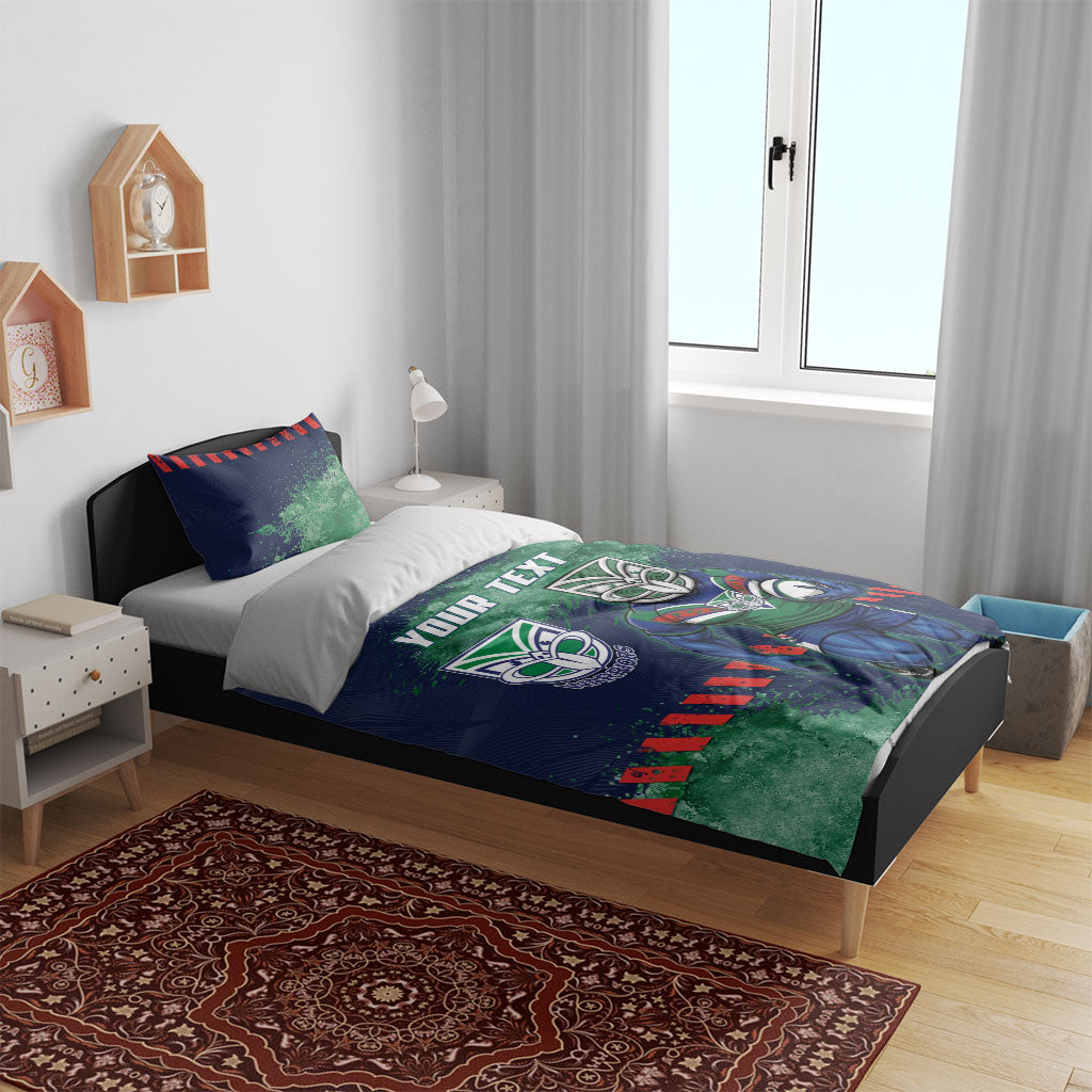 Personalised New Zealand Warriors Rugby Bedding Set Maori The Wahs Mascot - Sporty Splash Art Style