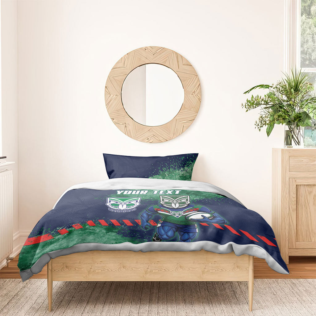 Personalised New Zealand Warriors Rugby Bedding Set Maori The Wahs Mascot - Sporty Splash Art Style