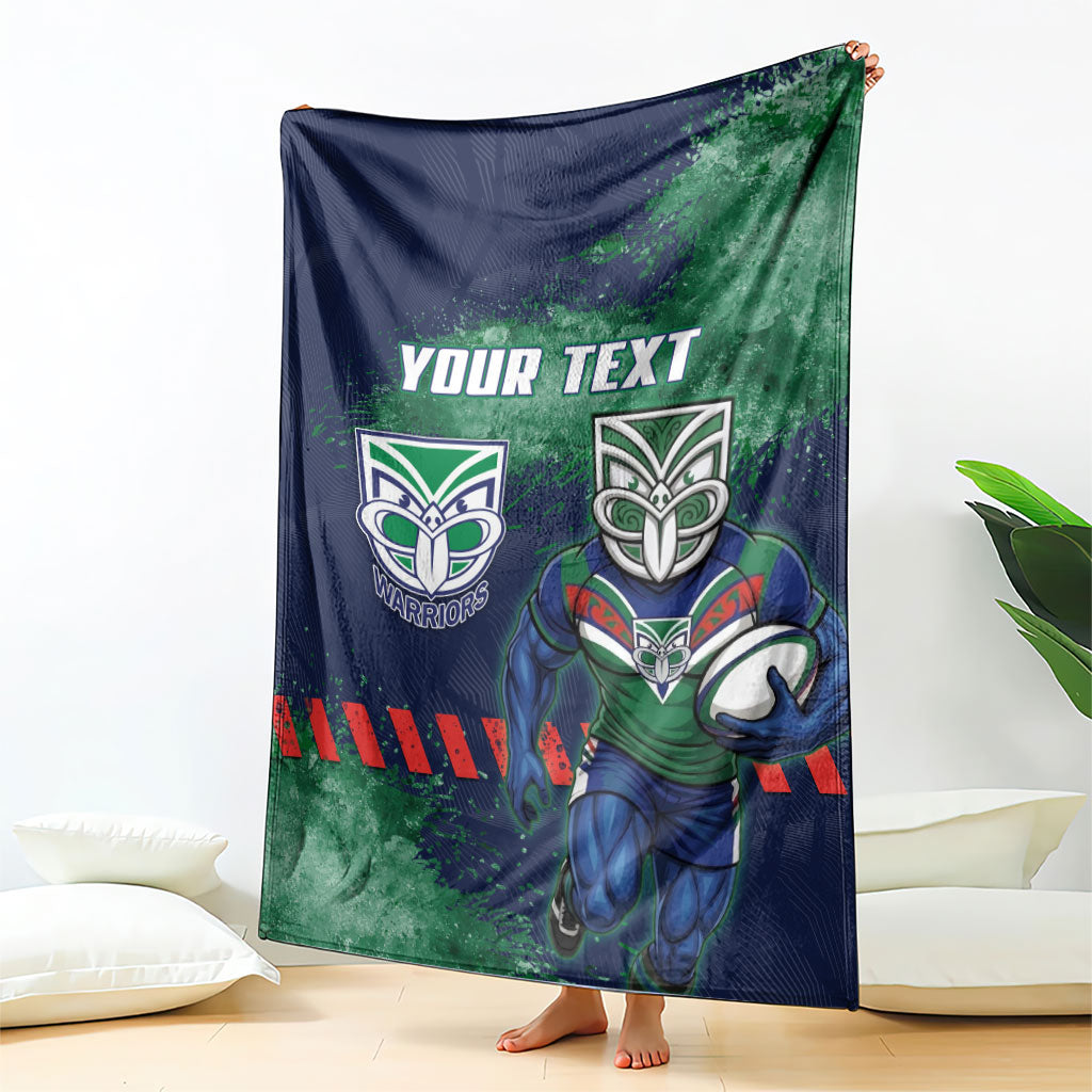 Personalised New Zealand Warriors Rugby Blanket Maori The Wahs Mascot - Sporty Splash Art Style