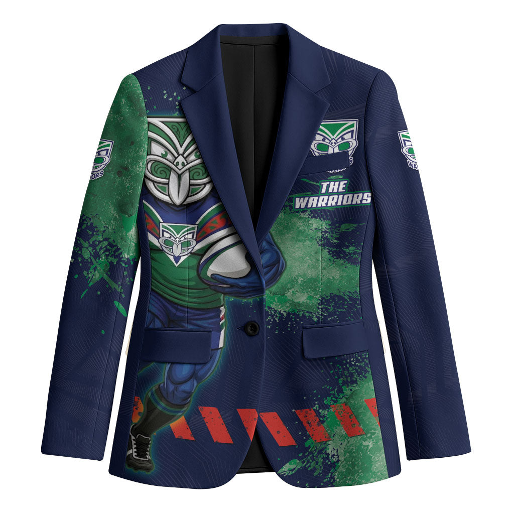 Personalised New Zealand Warriors Rugby Blazer Maori The Wahs Mascot - Sporty Splash Art Style