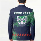 Personalised New Zealand Warriors Rugby Blazer Maori The Wahs Mascot - Sporty Splash Art Style