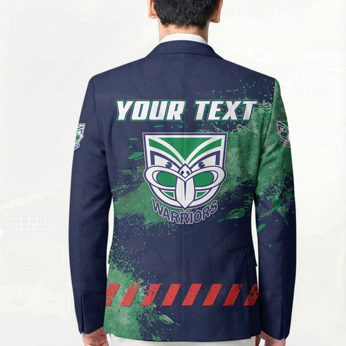 Personalised New Zealand Warriors Rugby Blazer Maori The Wahs Mascot - Sporty Splash Art Style
