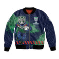 Personalised New Zealand Warriors Rugby Bomber Jacket Maori The Wahs Mascot - Sporty Splash Art Style