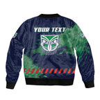 Personalised New Zealand Warriors Rugby Bomber Jacket Maori The Wahs Mascot - Sporty Splash Art Style