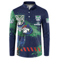 Personalised New Zealand Warriors Rugby Button Sweatshirt Maori The Wahs Mascot - Sporty Splash Art Style