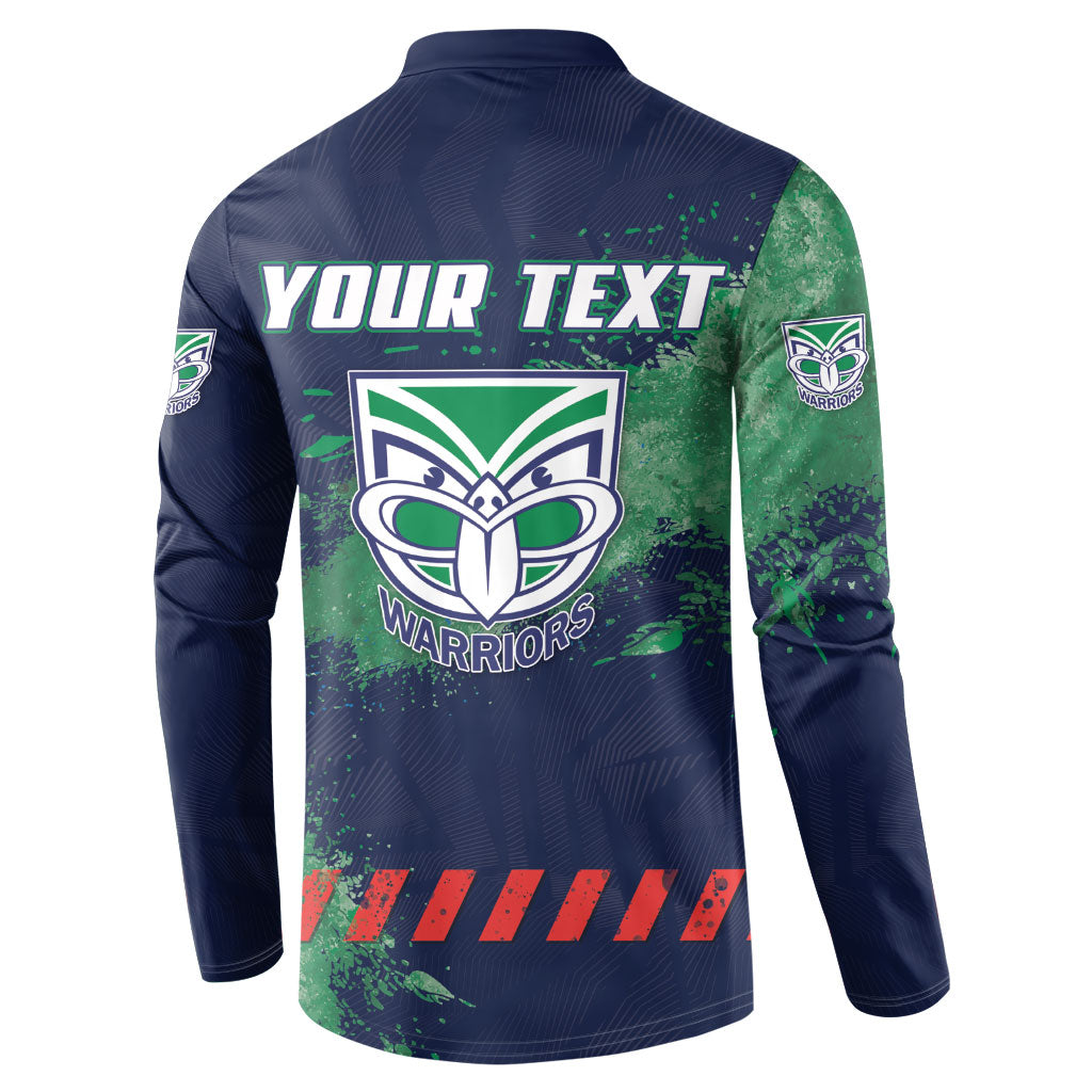 Personalised New Zealand Warriors Rugby Button Sweatshirt Maori The Wahs Mascot - Sporty Splash Art Style
