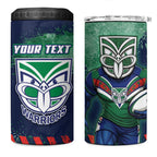 Personalised New Zealand Warriors Rugby 4 in 1 Can Cooler Tumbler Maori The Wahs Mascot - Sporty Splash Art Style