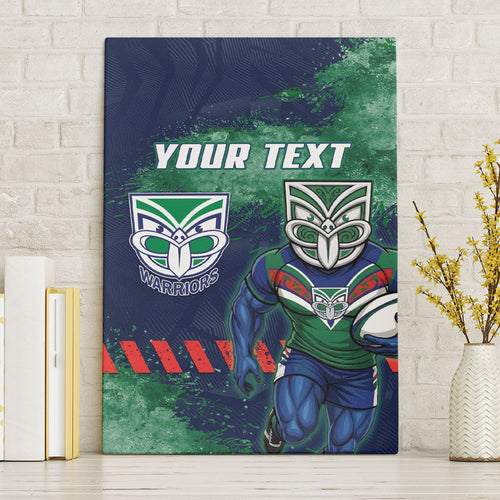 Personalised New Zealand Warriors Rugby Canvas Wall Art Maori The Wahs Mascot - Sporty Splash Art Style