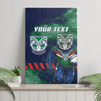 Personalised New Zealand Warriors Rugby Canvas Wall Art Maori The Wahs Mascot - Sporty Splash Art Style