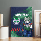 Personalised New Zealand Warriors Rugby Canvas Wall Art Maori The Wahs Mascot - Sporty Splash Art Style