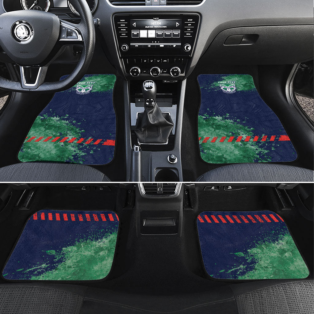 Personalised New Zealand Warriors Rugby Car Mats Maori The Wahs Mascot - Sporty Splash Art Style