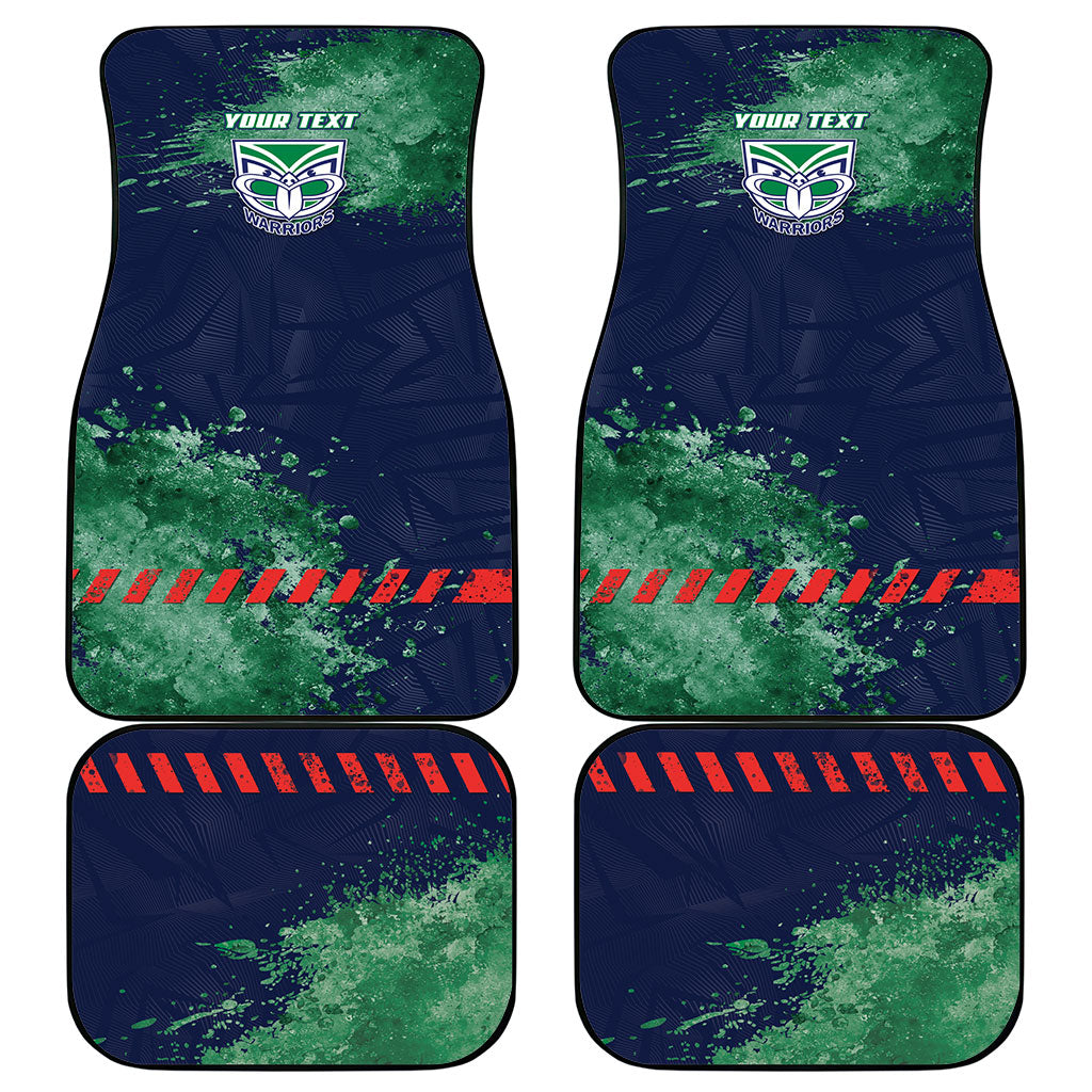 Personalised New Zealand Warriors Rugby Car Mats Maori The Wahs Mascot - Sporty Splash Art Style