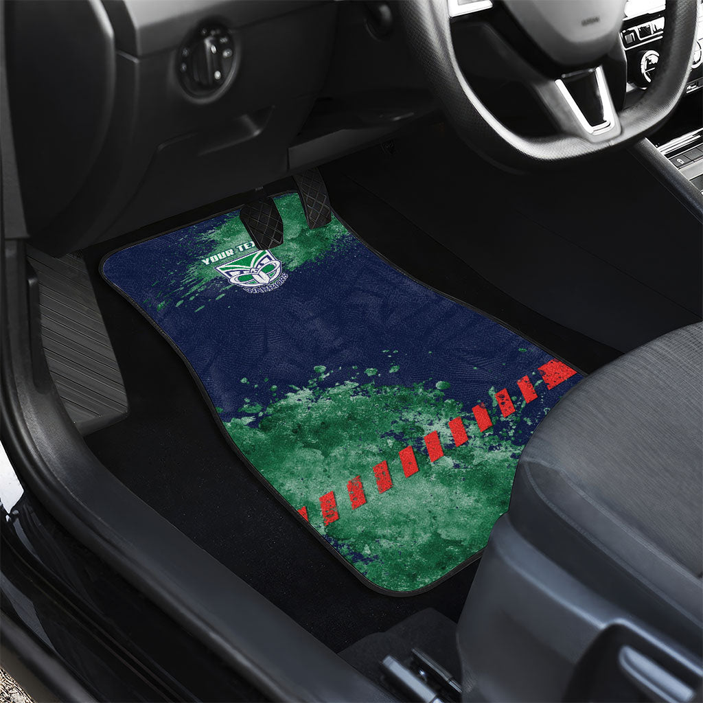 Personalised New Zealand Warriors Rugby Car Mats Maori The Wahs Mascot - Sporty Splash Art Style