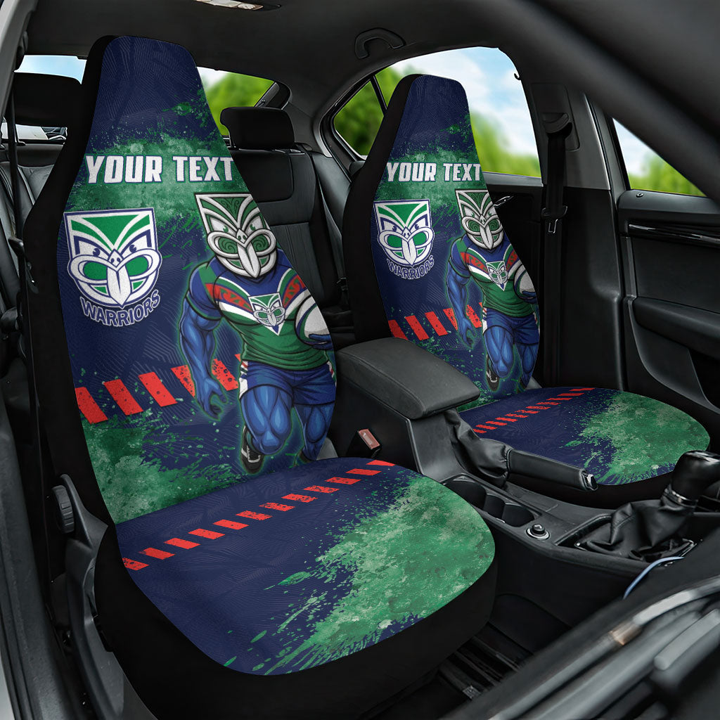 Personalised New Zealand Warriors Rugby Car Seat Cover Maori The Wahs Mascot - Sporty Splash Art Style