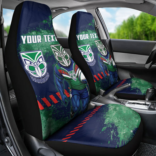 Personalised New Zealand Warriors Rugby Car Seat Cover Maori The Wahs Mascot - Sporty Splash Art Style