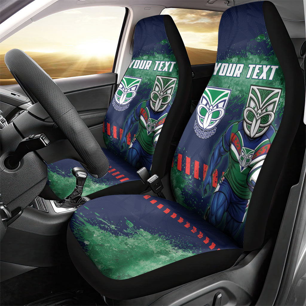 Personalised New Zealand Warriors Rugby Car Seat Cover Maori The Wahs Mascot - Sporty Splash Art Style