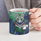 Personalised New Zealand Warriors Rugby Ceramic Mug Maori The Wahs Mascot - Sporty Splash Art Style